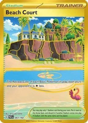 LP Pokemon Beach Court - 263/182 - Hyper Rare Lightly Played Paradox Rift