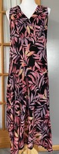 Harper 241 Tropical Tiered Midi Dress Women’s XL Pink Purple Fine Mesh Boho