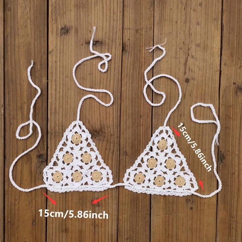 Micro Traje de baño de ganchillo a mano para mujer Mini conjunto de bikini extremadamente sexy apliques huecos Foto 2 de 4