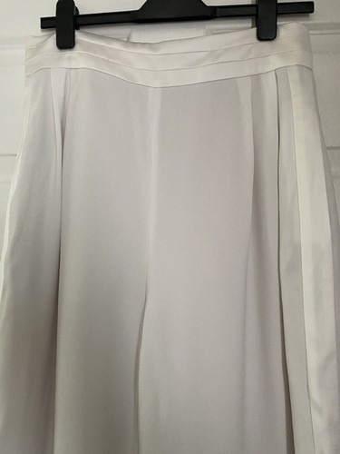 Coast Ivory Satin Trim Wide Leg Lined Trousers Size 14 Long BNWT - Picture 3 of 13