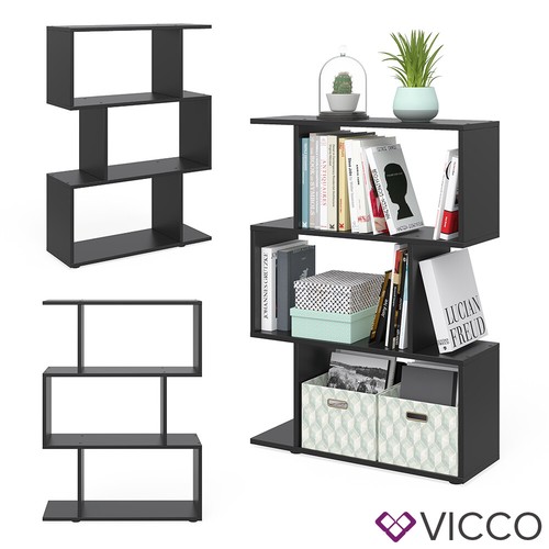 Separador de ambientes Estantería de pie Estantería de pared Levio Black Vicco - Imagen 6 de 6