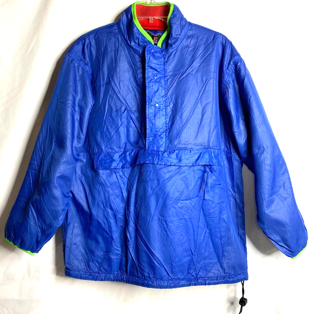 Vintage Pacer Reversible Red Fleece Lined 1/4 Zip Blue Windbreaker