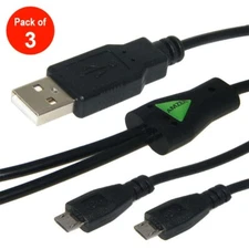 3x AMZER USB Male to Micro USB Dual Male 2 male Y Adapter Splitter Converter