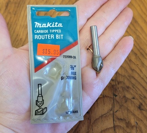 Makita Router Bit #733009-2A 3/8" Vee Grooving 1/4" Shank CARBIDE TIP - Picture 3 of 3