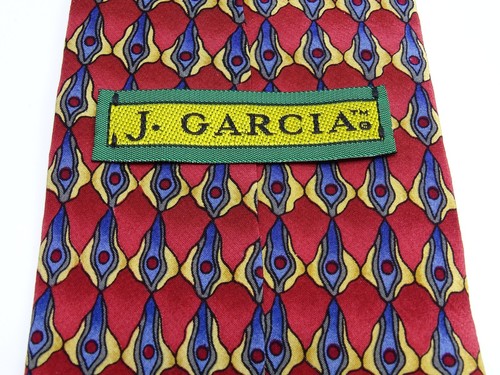 Mens Jerry J Garcia Red MEGALITH COLLECTION TEN Limited & Rare * BOLD * Silk Tie - Picture 2 of 7