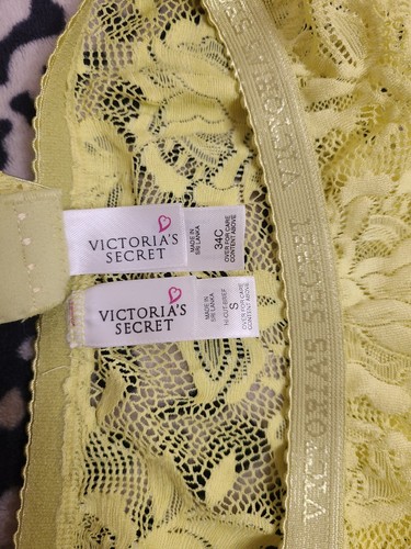 New Vtg Victoria's Secret Signature Lace Bra/ Panty Set 34C/sm - Picture 8 of 11