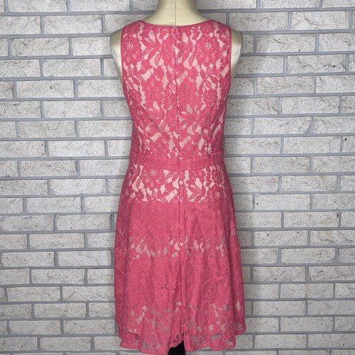 The Limited Pink Floral Lace & Beige Lined Sleeveless Fit & Flare Dress Size 8 - Picture 10 of 16