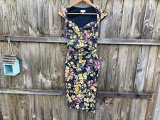 KAREN MILLEN FLORAL EVENING COCKTAIL DRESS UK 8 WRAP BLACK EVENING ZZ