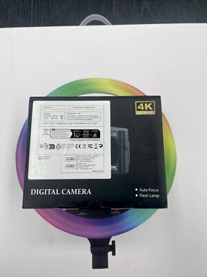 DC101 48MP 4K Ultra HD Black Digital Camera With 32GB Memory Card
