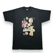 Screen Stars Best Vintage Single Stitch T Shirt Size L Black Music Note USA Tee