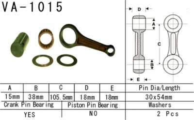 New VESRAH Pleuel connecting rod  HONDA TRX 250 TE FOURTRAX RECON '09-'19