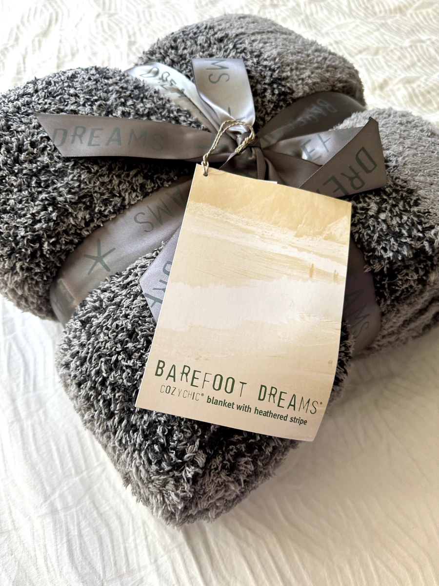 NEW Barefoot Dreams Blanket Cozy Chic Throw Stripe Warm Gray Carbon B619  45x60 808460113656 | eBay
