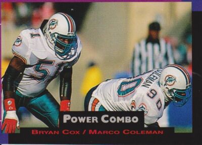 1993 Pro Set Power Combos #10 Bryan Cox & Marco Coleman (Dolphins)