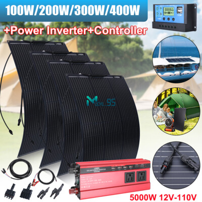 5000W Inverter Complete Solar Panel Kit with Controller 110V Home Grid System
