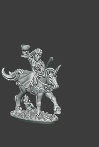 Forest Dragon 3D Print - Witch on Unicorn - 10mm Scale - Picture 1 of 1