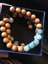 Natural Beads 2 Bracelets for Couples - 8mm Sandalwood Wood Bead Distance NEW