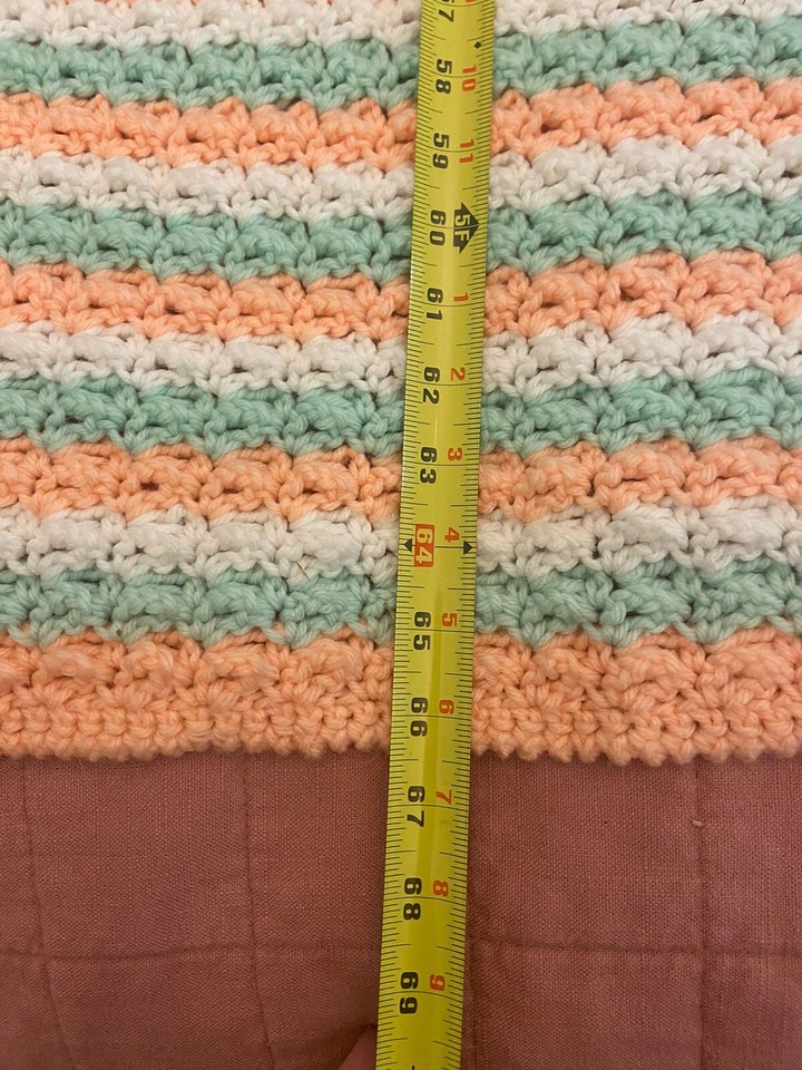 Handmade Afghan Crochet Vintage Blanket Throw Granny Small Size 37"x66