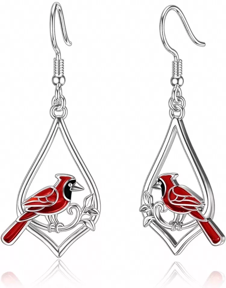 Cardinal bird earrings sale