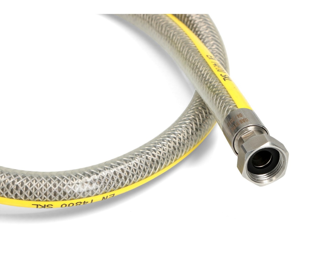 Tubo Flessibile Gas 1.5m 1/2" FF - Gomma Rinforzata Per Piani Cottura GPL/Metano