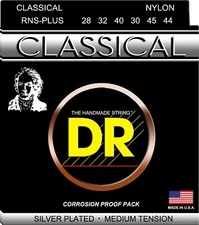 DR RNS-Plus Classical Guitar Nylon Strings Silver Plated Clear Medium Tension