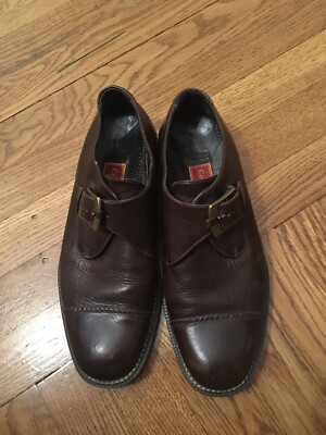 Cole Haan Mens Monk Strap Cap Toe Shoes Brown Leather Pebble  display picture 2