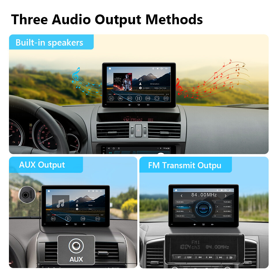 Android Auto Portable 7" QLED Car Stereo Radio Apple CarPlay Head Unit