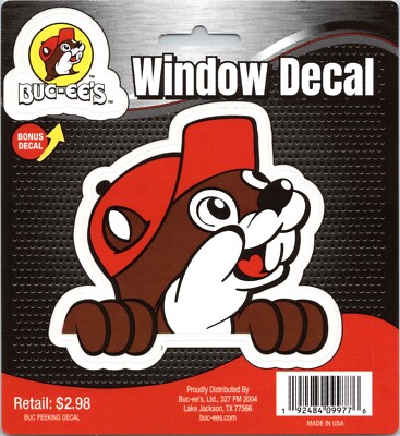 Buc-ees Logo Window Decal - 4 inch diameter - Bonus Decal