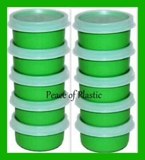 New Tupperware SMIDGETS Green w/Sheer Seals ~ Mini 1 oz Containers ~ Set of 10