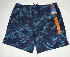Speedo Swim Trunks Tech Volley, Dark Blue, Men's 2XL, UPF 50, Zipper Pocket, NEW