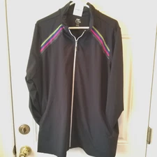 AVE Leisure Womens 22/24 Black w/stripe accents NWT zip up Athletic Jacket DW736