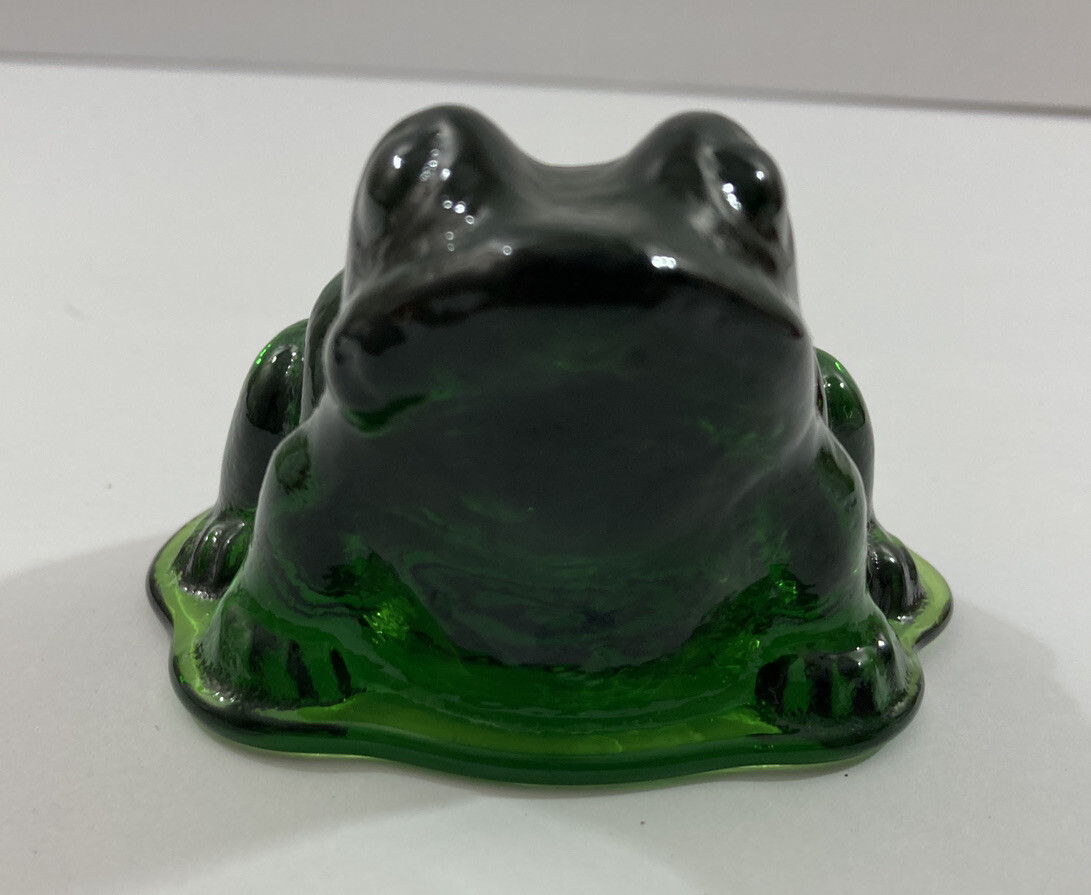 Frog Paperweight 3" Green Glass Figurine by Images eBay