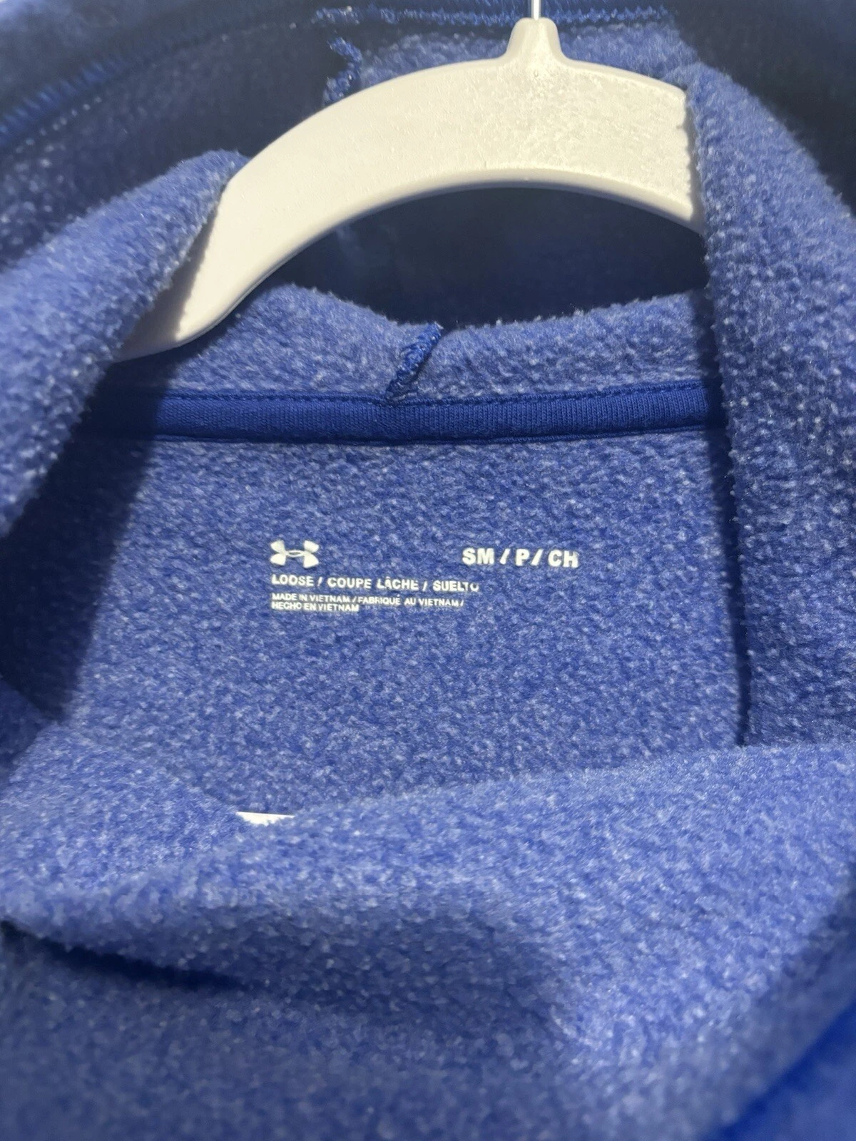VETEMENTS Under Armour Pullover Felpa Donna Taglia S Blu Logo Collo Cappuccio Sciolto