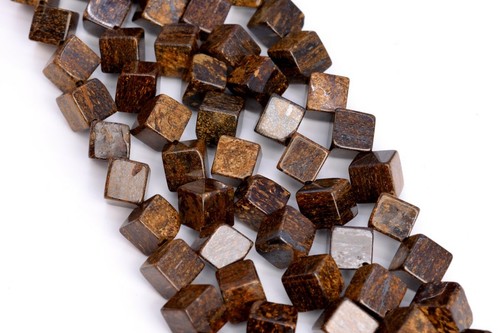 8x8MM Genuine Natural Toffee Bar Bronzite Grade AAA Cube Loose Beads 7.5" - Picture 2 of 3