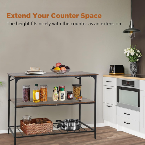 3 Tier Kitchen Island Storage Kitchen Counter with Large Storage Space Thick Boa - Picture 4 of 7
