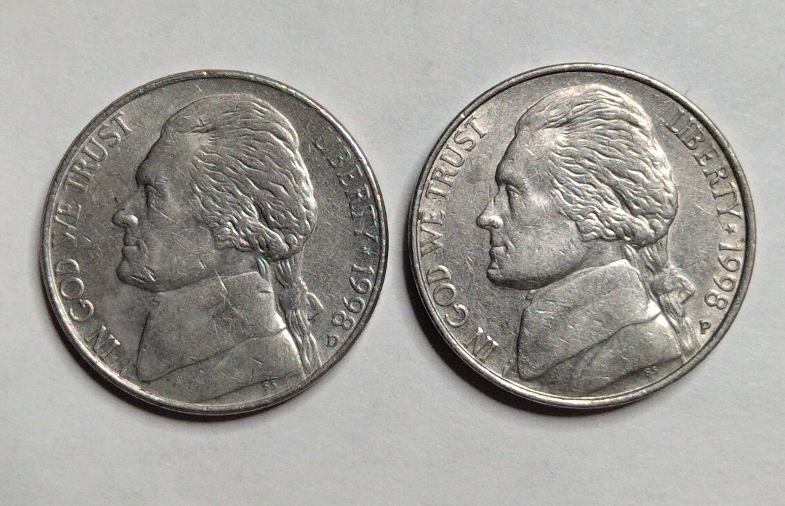 1998 D & P Jefferson Nickels Lot of 2 *FREE SHIPPING* | eBay