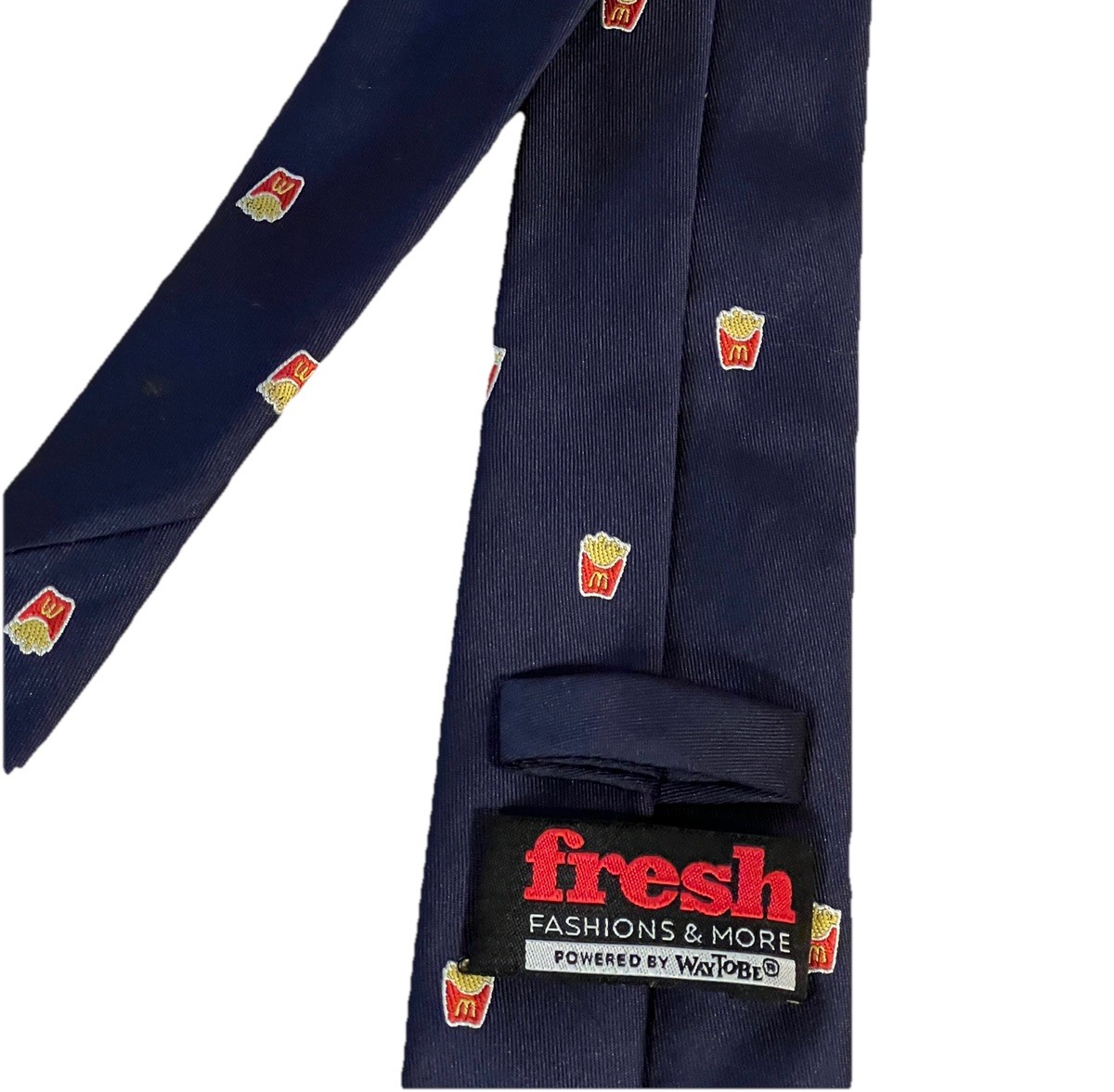 McDonald’s French Fry Carton Design Navy Blue Men's Tie Retro Vintage Fun View 6