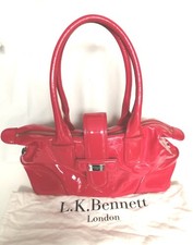 L.K. Bennett Red Patent Leather Shoulder Bag Handbag with Dust Bag