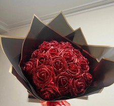 20 Count Foam Luxury Red rose glitter flower bouquets ❤️