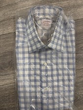 Brooks Brothers Makers Madison Non-Iron Blue/White Plaid Dress Shirt 16 34/35