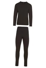 Mens Thermal Underwear Base Layer Top Long Johns Bottom Set, 2 Medium Black