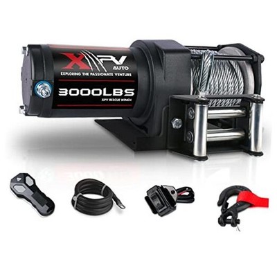 3000 lb 12V DC Electric Winch with Both 3000lb. steel cable winch black