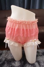  A186 2XL/ElasticW.24-42" VintageStyle Orange Nylon Full Brief Panties Underwear