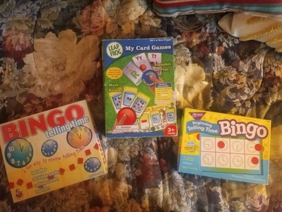 TREND Telling Time Bingo , Leap Frog Card Games ,Frank Schaffer Time Bingo 