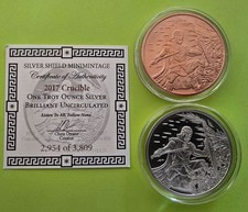 2017 Silver 1 oz CRUCIBLE BU + 1 oz Copper BU - Silver Shield 84.95 per troy oz