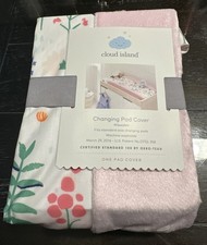 Cloud Island Wipeable Changing Pad Cover with Plush Sides Wildflower Pink