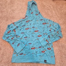 Rick and Morty LootWear Exclusive Mr Meeseeks Hoodie Size M Blue All Over Print