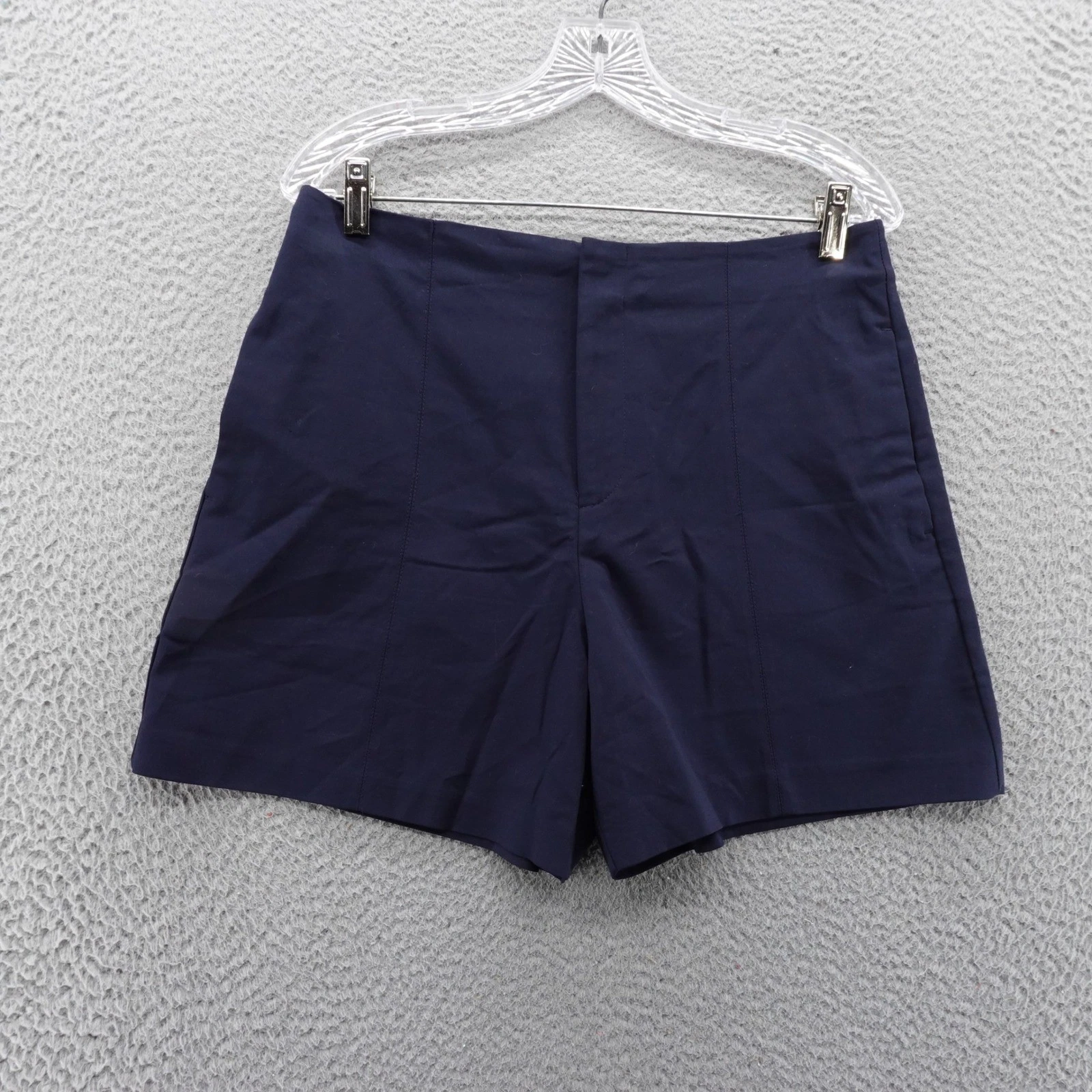 MNG Womens Navy Blue Tailored High Waisted Shorts Size 8 Stretch NEW