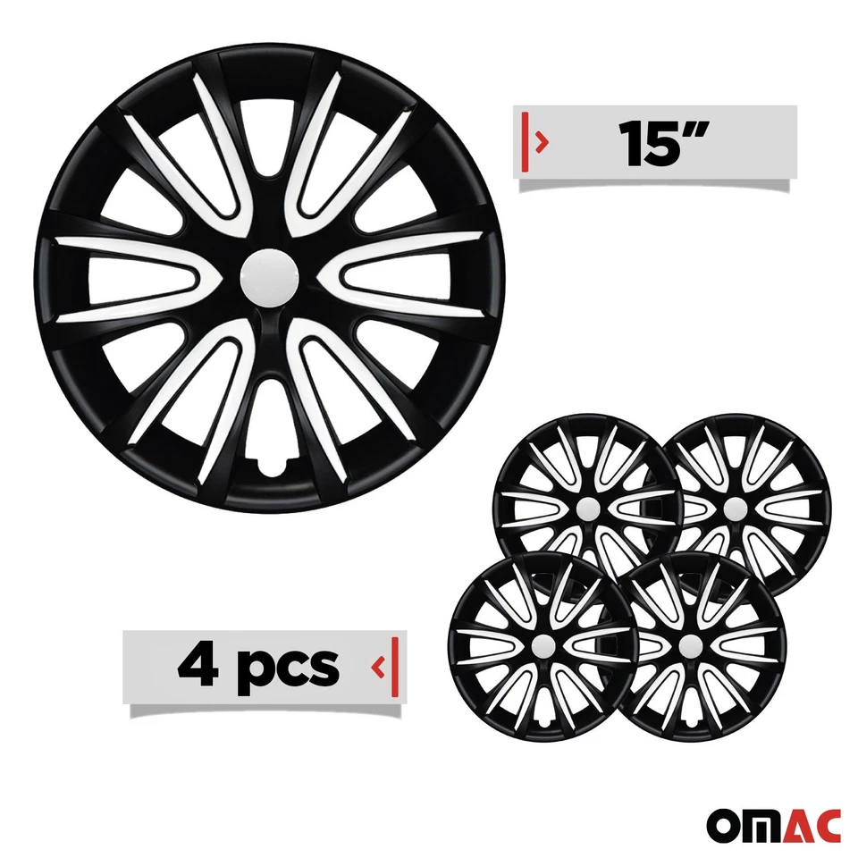Calotas de tampas de roda 15" para Toyota Tacoma preto branco fosco fosco - Imagem 3 de 4