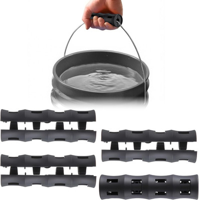 4 Pack Ergonomic Bucket Handle Replacement Grips for 5 Gallon Pail Black PVC