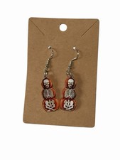 Halloween Skeleton Pumpkin Snowman Drop Earrings Spooky Orange Goth Dangle